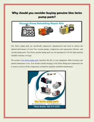 Why should you consider buying genuine Uno Series pump parts?