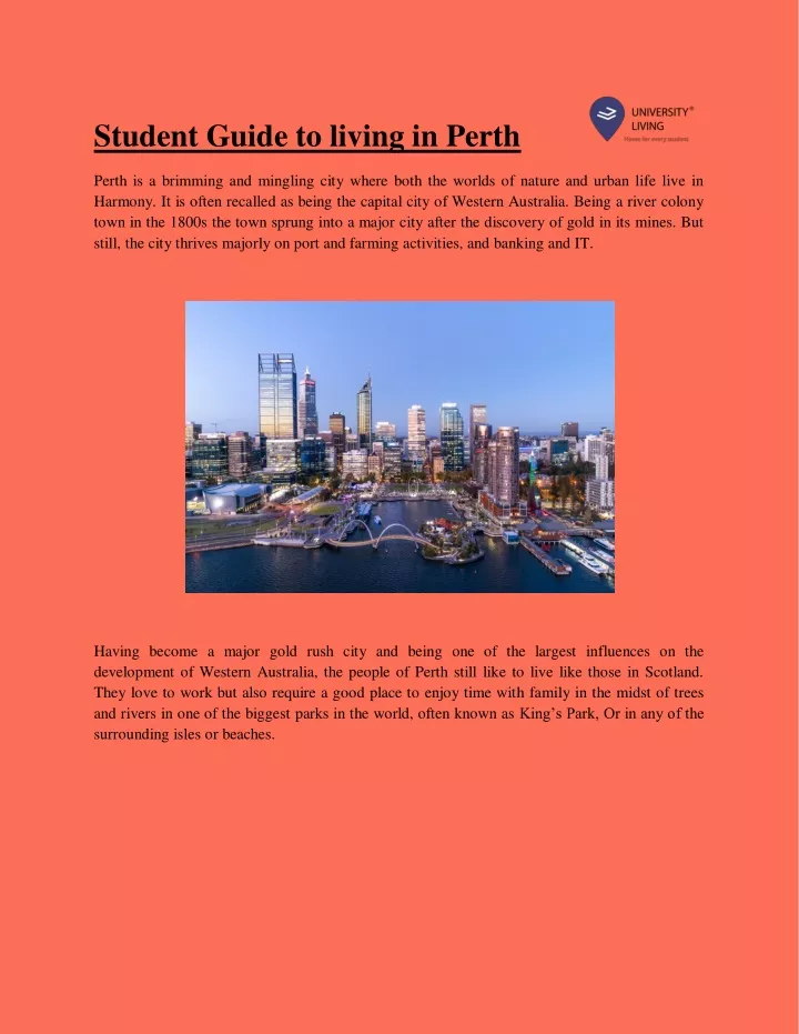 student guide to living in perth