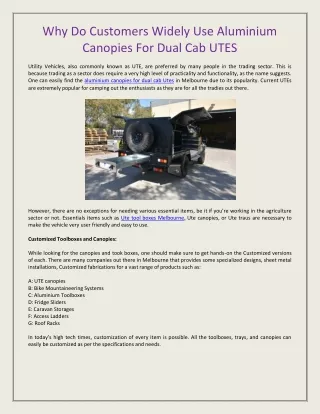 why do customers widely use aluminium canopies