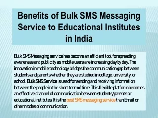 Benefits of Bulk SMS Messaging Service to Educational Institutes in India