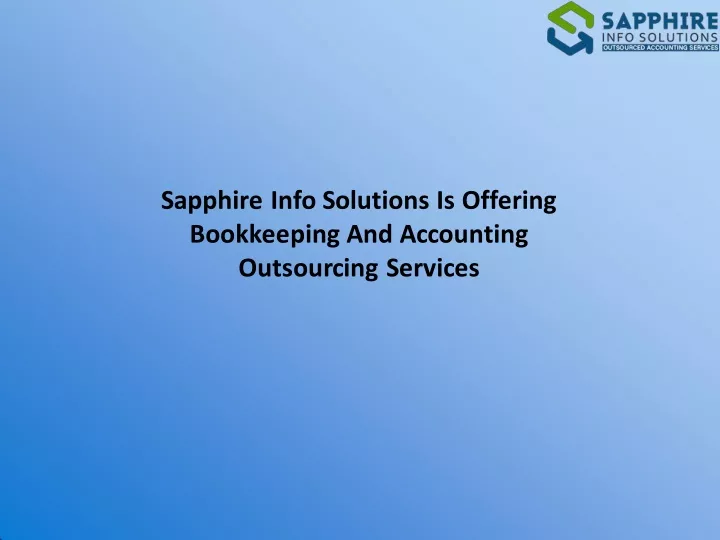 sapphire info solutions is offering bookkeeping