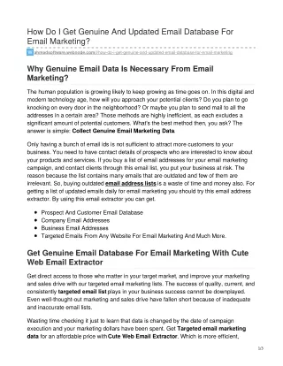how do i get genuine and updated email database