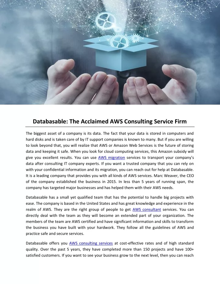 databasable the acclaimed aws consulting service