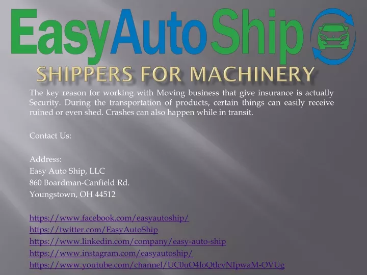 shippers for machinery
