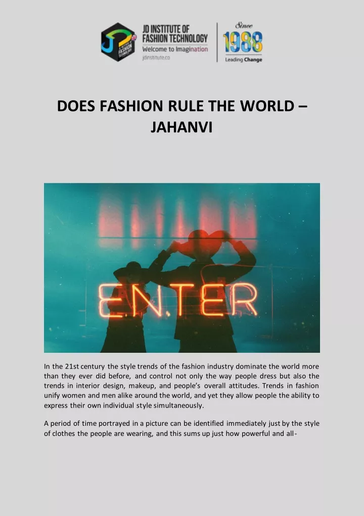 does fashion rule the world jahanvi