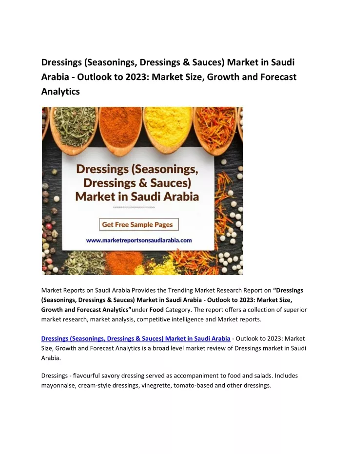 dressings seasonings dressings sauces market