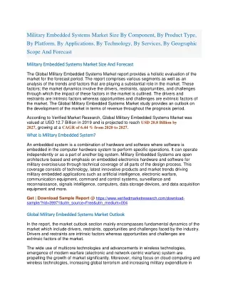 Military Embedded Systems Market Size By Component, By Product Type, By Platform, By Applications, By Technology, By Ser