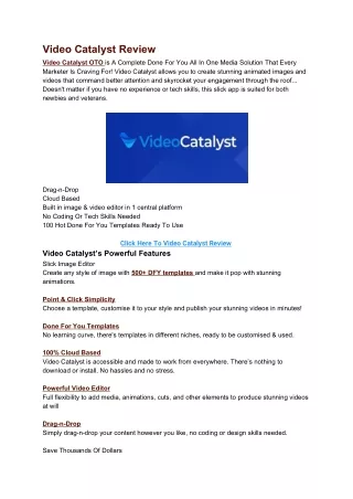Video Catalyst Review and Bonuses