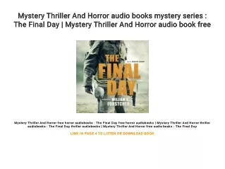 Mystery Thriller And Horror audio books mystery series  The Final Day  Mystery Thriller And Horror audio book free