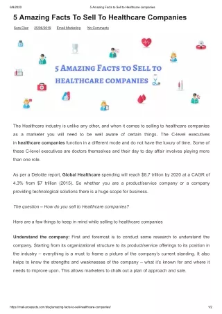 5 Amazing Facts To Sell To Healthcare Companies