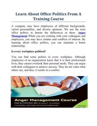 Learn about office politics from a training course