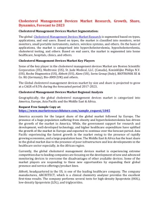cholesterol management devices market research