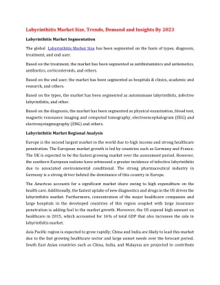 labyrinthitis market size trends demand