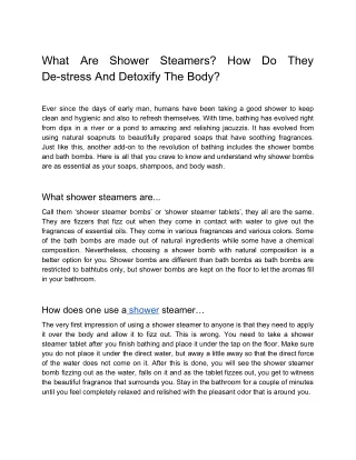 What Are Shower Steamers? How Do They De-stress And Detoxify The Body?