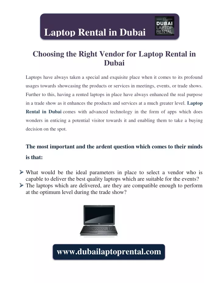 laptop rental in dubai