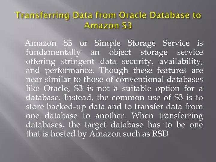transferring data from oracle database to amazon s3