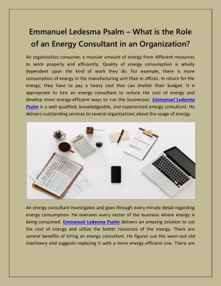 Emmanuel Ledesma Psalm – What is the Role of an Energy Consultant in an Organization?