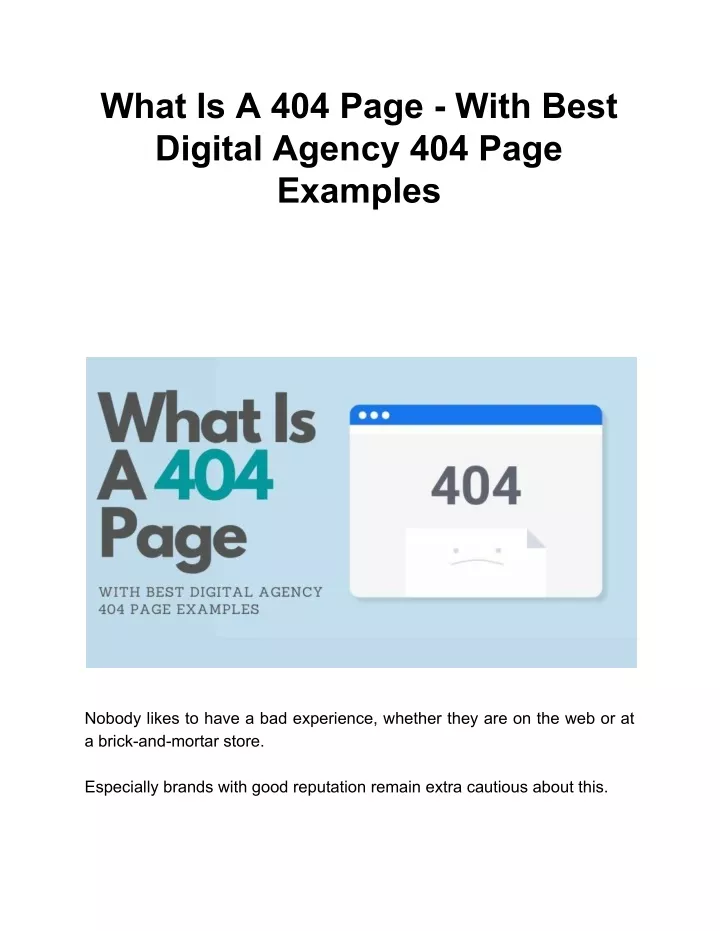 what is a 404 page with best digital agency
