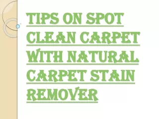 Will Natural Carpet Stain Remover Help to Remove Stubborn Stains?
