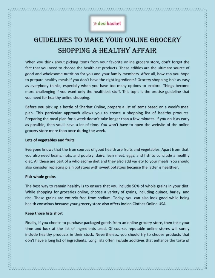 guidelines to make your online grocery shopping
