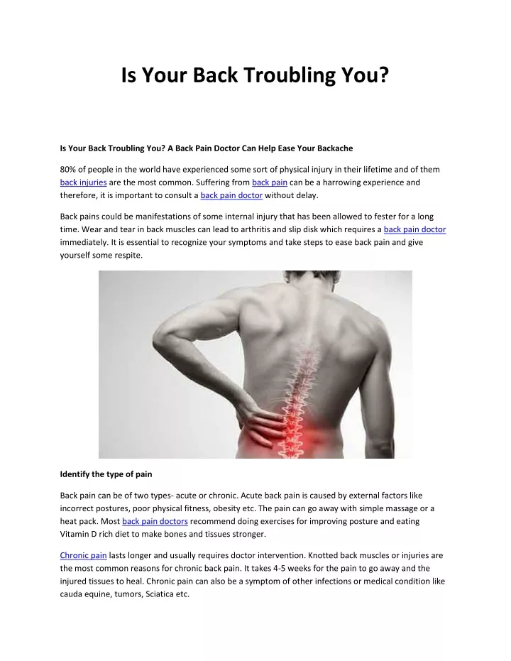 is your back troubling you