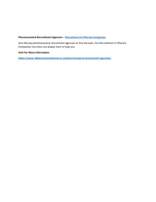 pharmaceutical recruitment agencies recruitment