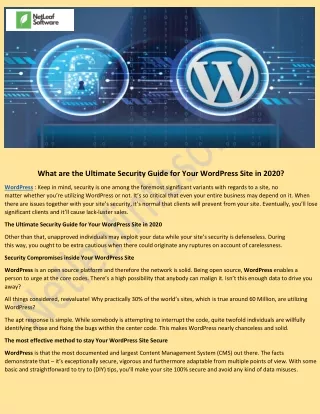 what are the ultimate security guide for your