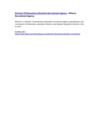 director of elementary education recruitment