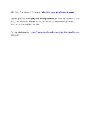 silverlight development company silverlight game