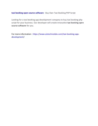 taxi booking open source software buy own taxi