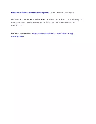 titanium mobile application development hire