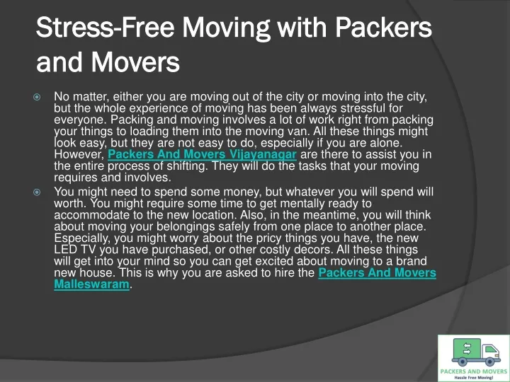 stress free moving with packers and movers