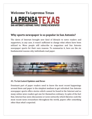 Why sports newspaper is so popular in San Antonio?