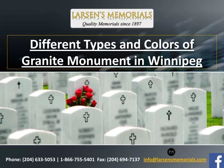different types and colors of granite monument