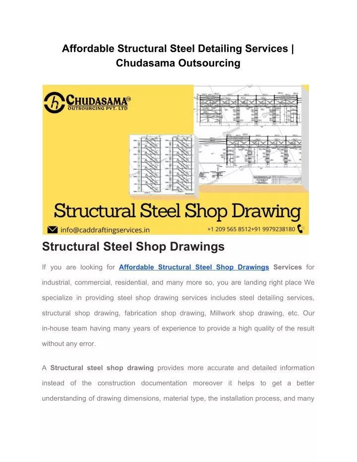 affordable structural steel detailing services