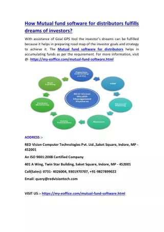 how mutual fund software for distributors