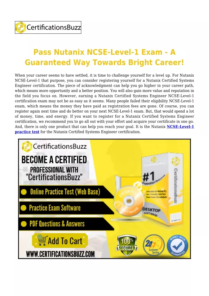 pass nutanix ncse level 1 exam a guaranteed