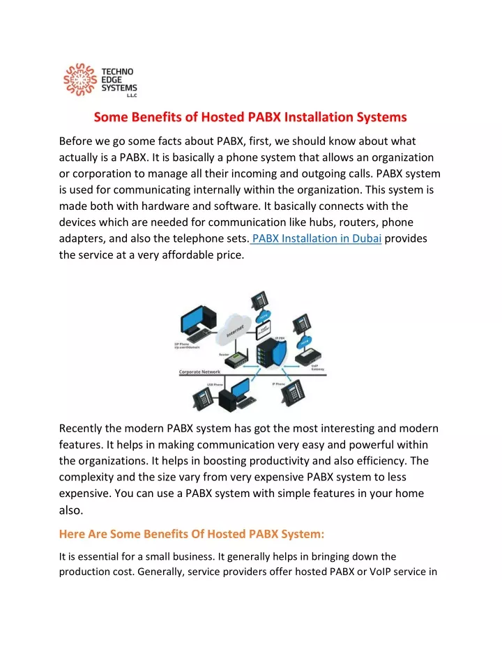 some benefits of hosted pabx installation systems