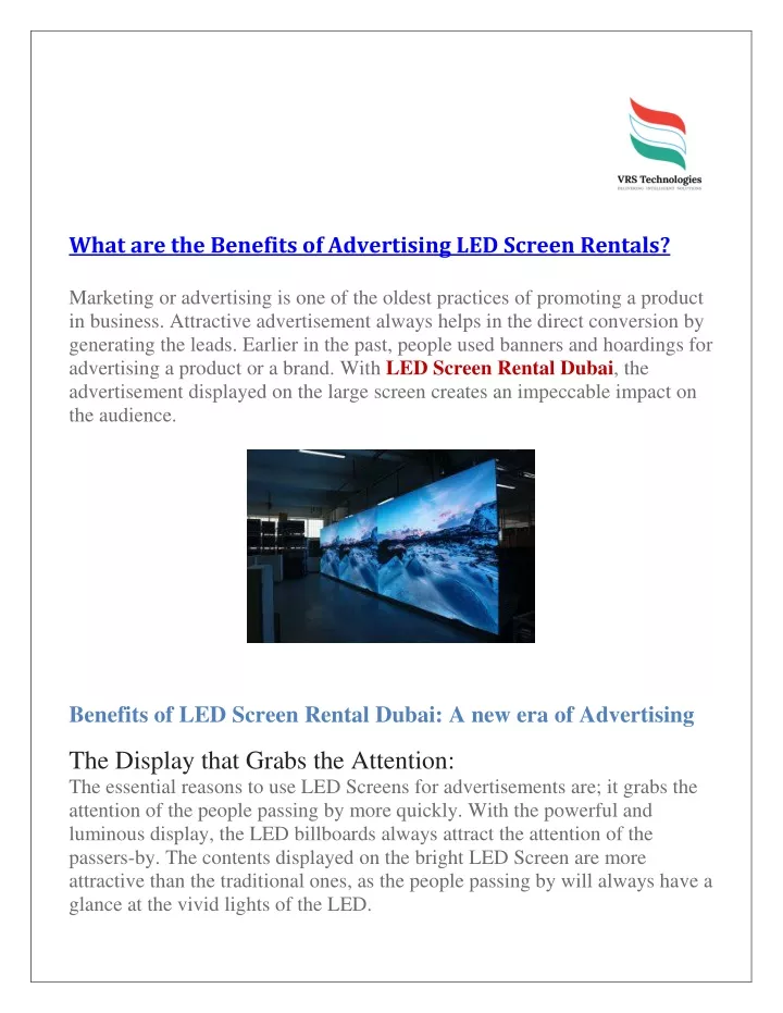 what are the benefits of advertising led screen