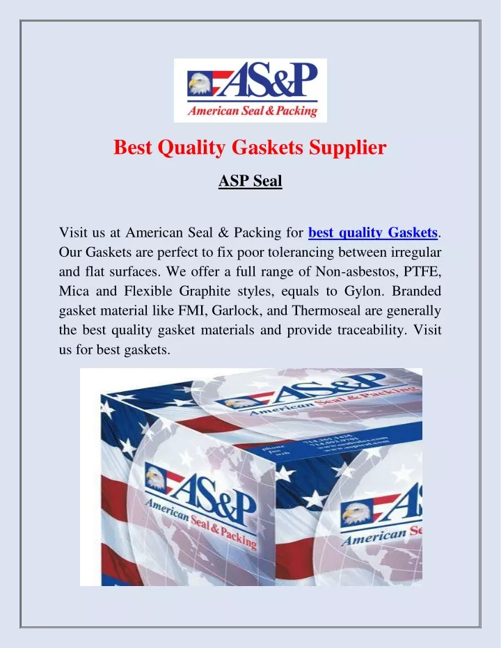 best quality gaskets supplier