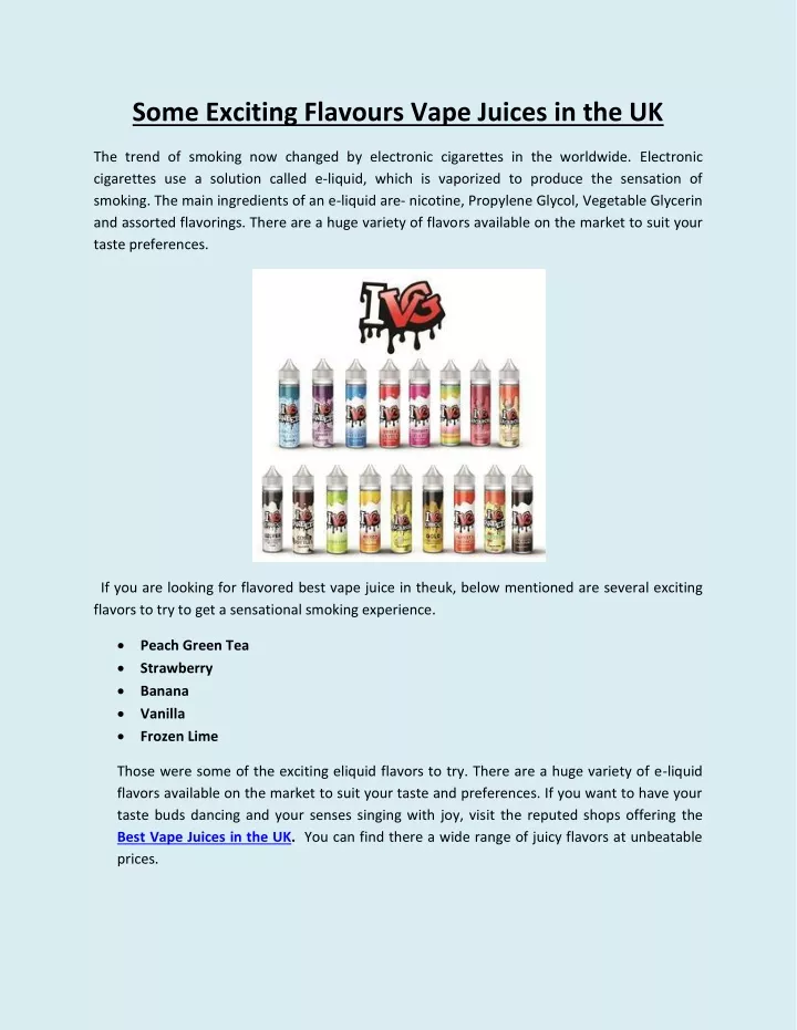 some exciting flavours vape juices in the uk