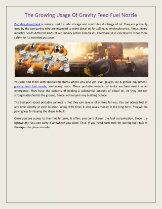 the growing usage of gravity feed fuel nozzle