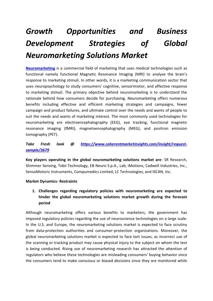 growth development neuromarketing solutions market