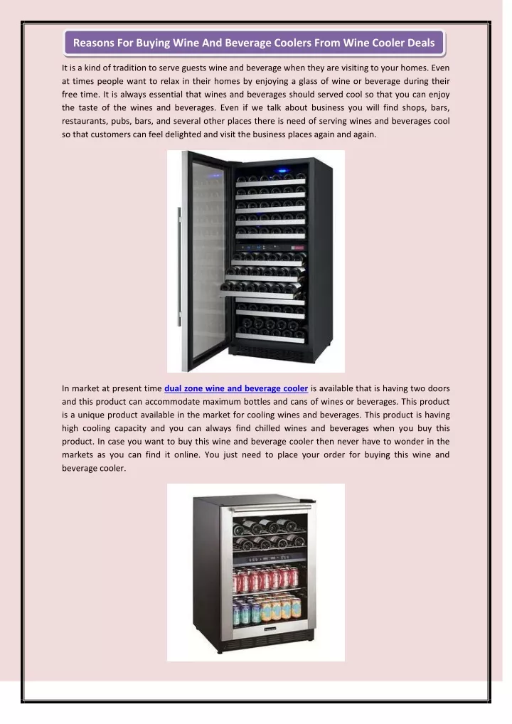 reasons for buying wine and beverage coolers from