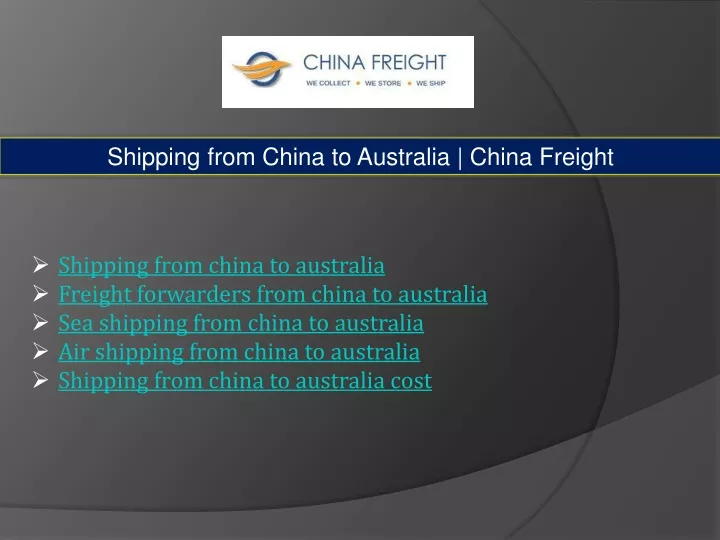 shipping from china to australia china freight