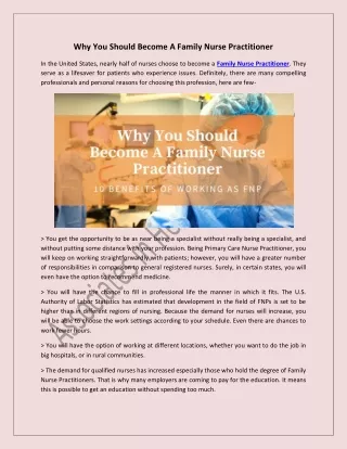 Top 10 Reasons To Become A Family Nurse Practitioner