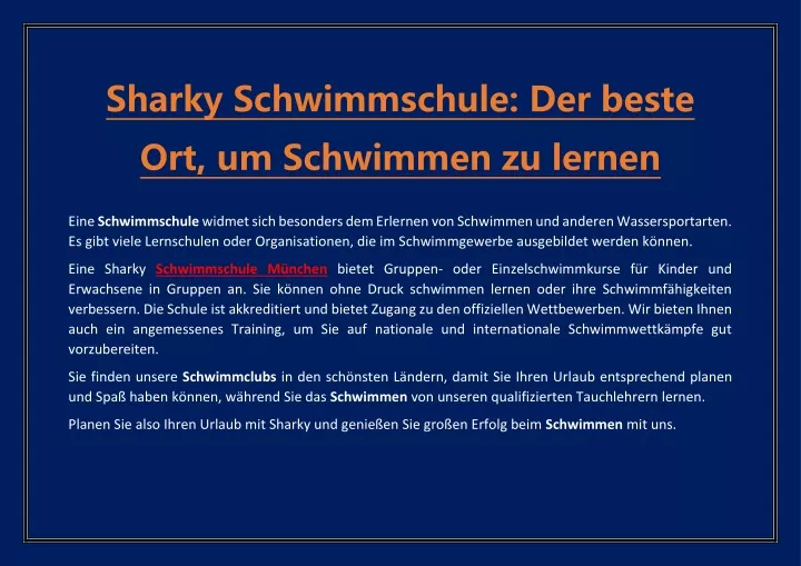 sharky schwimmschule der beste ort um schwimmen