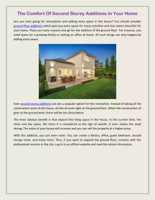 the comfort of second storey additions in your