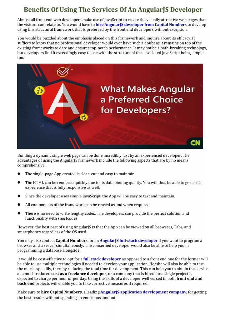 benefits of using the services of an angularjs