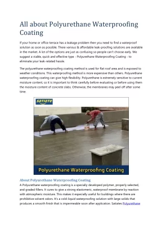 all about polyurethane waterproofing coating